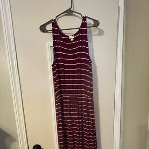 Marron and thin white striped maxi, size M